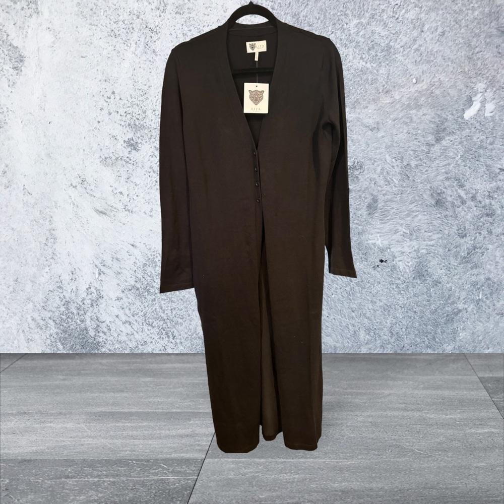 LITA by Ciara Long 4 button Sweater with Side slits. NWT
